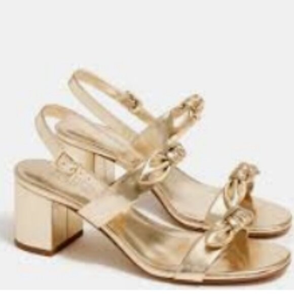 J.Crew  Metallic Gold Knotted Double-Bow Heeled Women’s 10M US/40U🆕📦⌚🏃🏻💨⚡🚚 - Picture 2 of 16